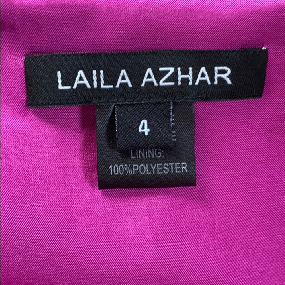 Laila Azhar Pink Satin Ruffled Dress - Picture 3 of 5